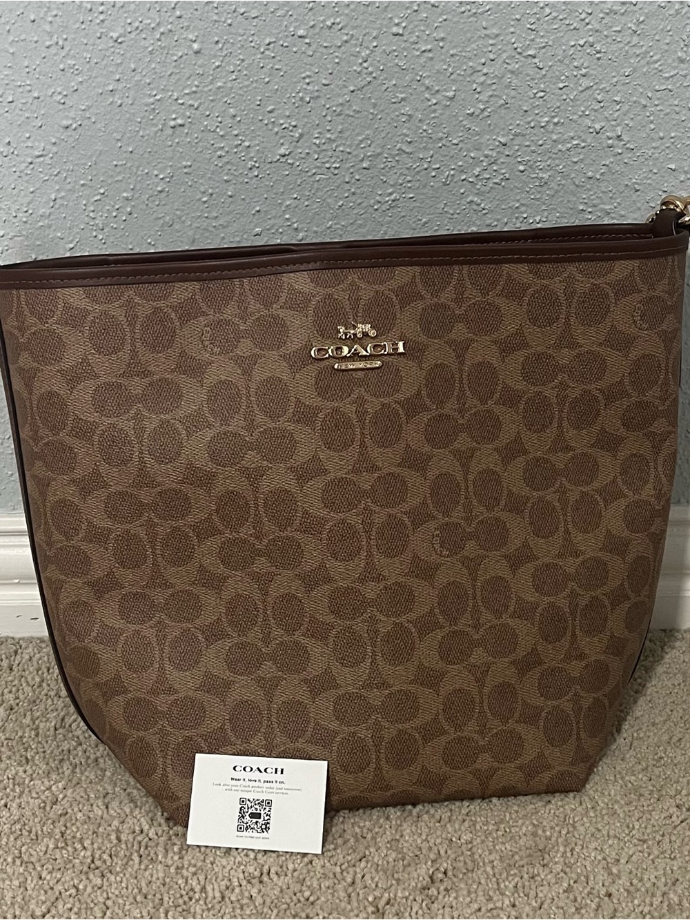 Coach Brown Signature Shoulder Tote - Picture 4 of 5